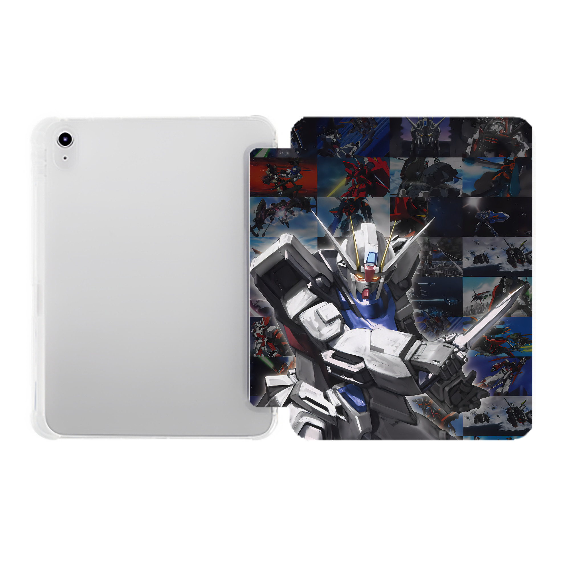 （画像用） 機動戦士ガンダム Mobile Suit Gundam IPad ケース ペン収納付き 三つ折りスタンド PUレザー×シリコン 対応機種9.5/10.5/10.9インチ